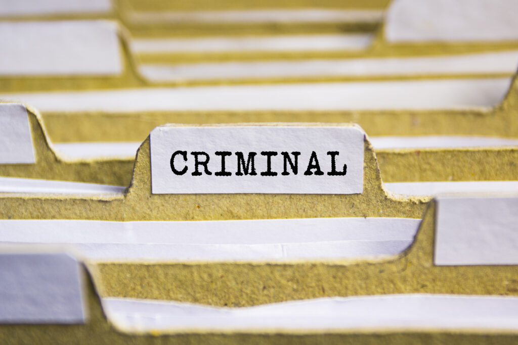 Criminal Word on file folder